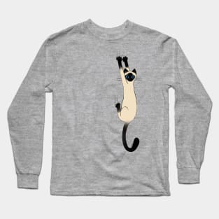 Siamese Cat Hanging On Funny Cat Holding on with Claws Long Sleeve T-Shirt